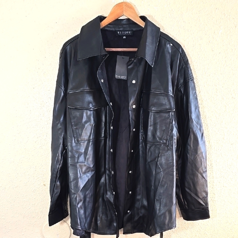 Eloquii  Black Faux Leather Jacket